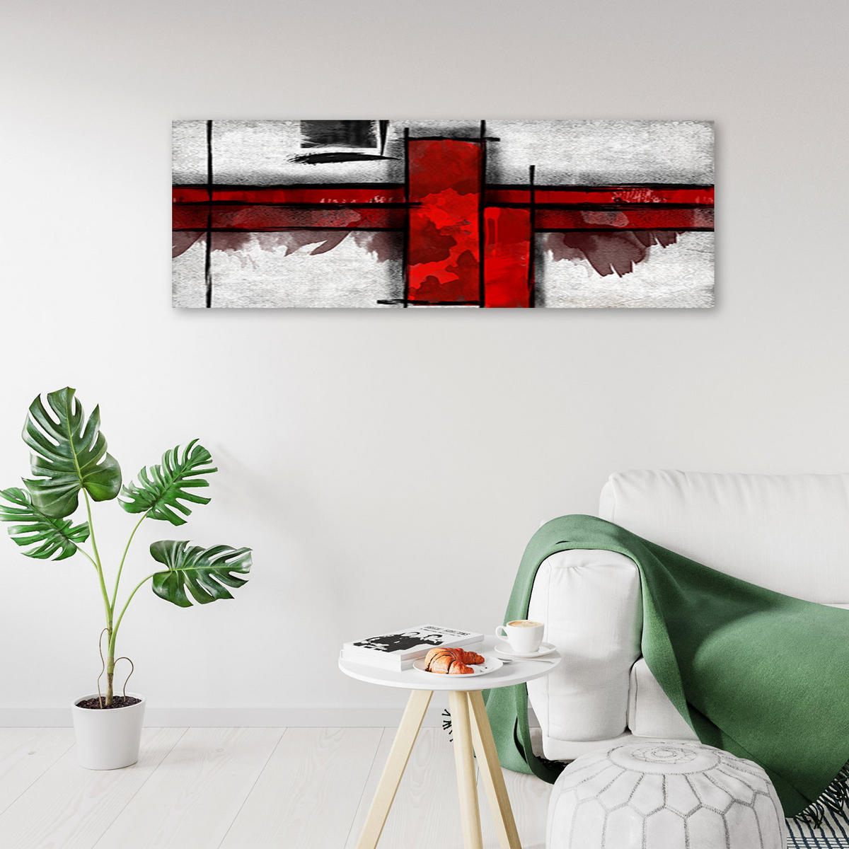 KUNSTDRUCK Rot 120/40 cm - Rot, Textil (120/40cm) - KUNSTLOFT