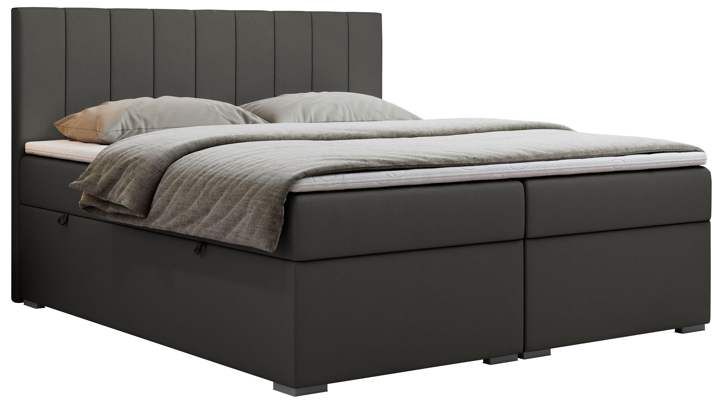 BOXBETT LOPE 140/200 - Dunkelgrau Kunstleder - H3 - Dunkelgrau, Holz/Textil (140/200cm)