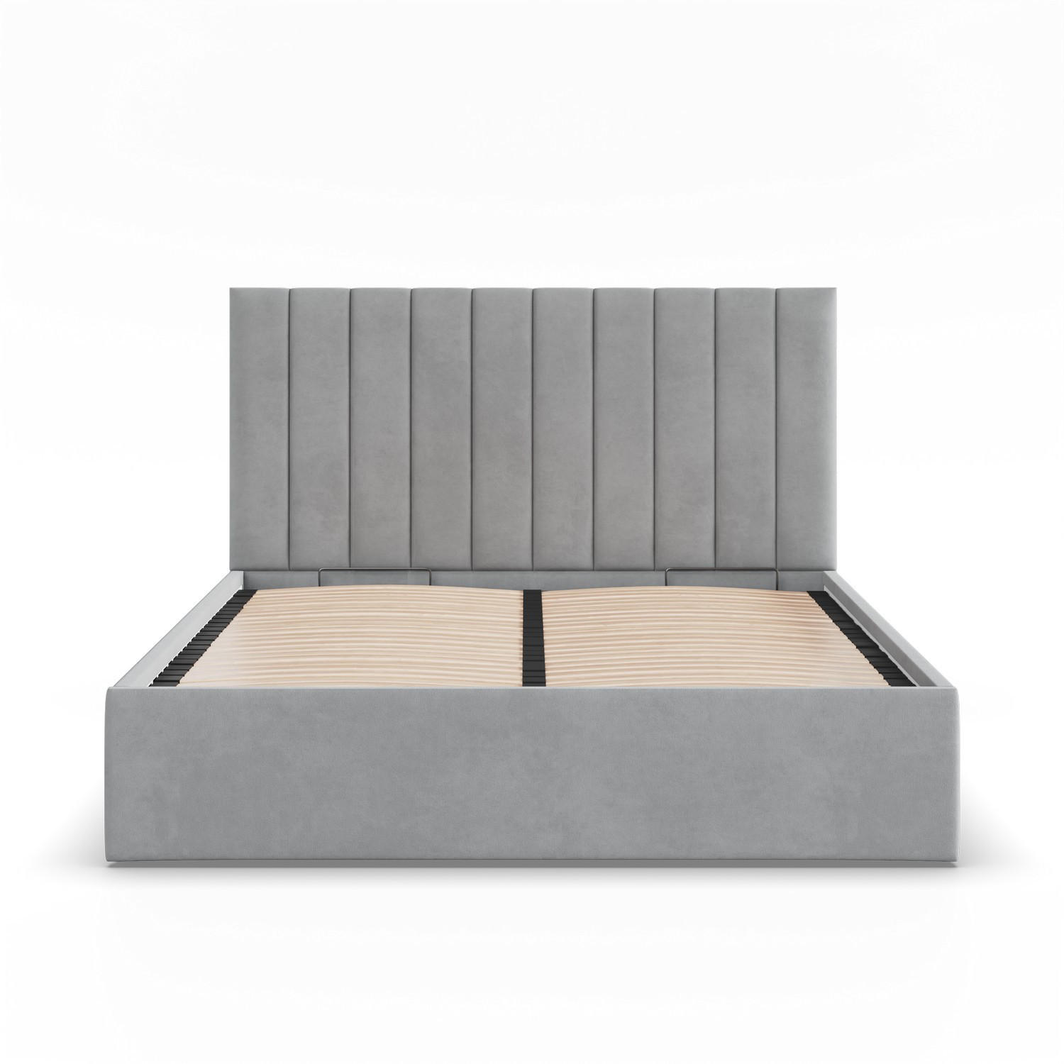 POLSTERBETT MIT KOPFTEIL 180x200 mit Bettkasten POLLA, Grau - Grau, Textil (180/200cm) - Mebligo