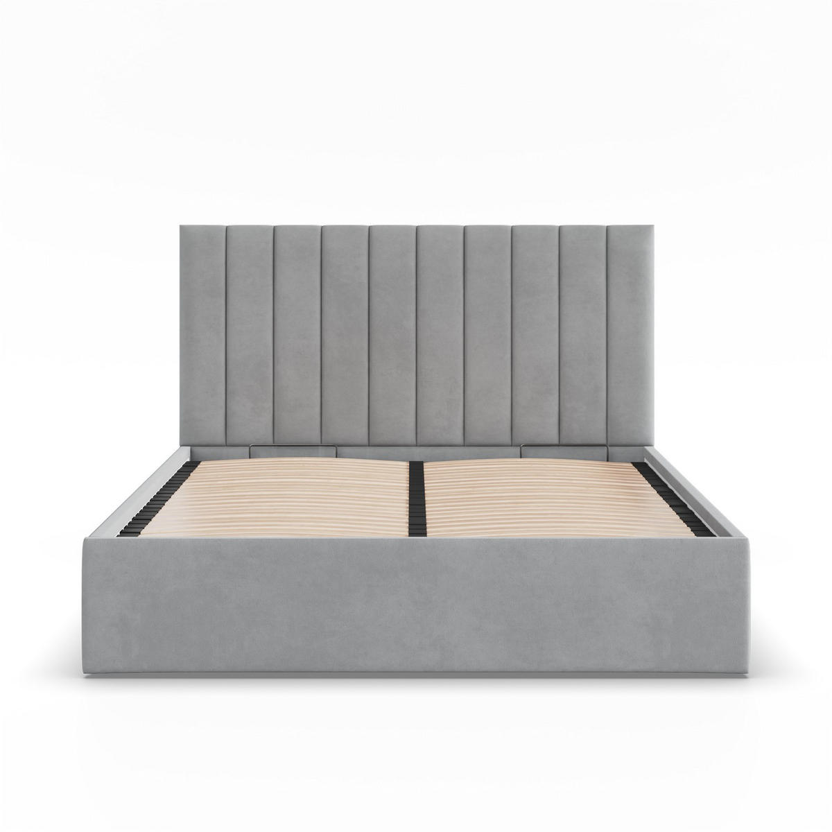 POLSTERBETT MIT KOPFTEIL 140x200 mit Bettkasten POLLA, Grau - Grau, Textil (140/200cm) - Mebligo