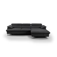 ECKSOFA mit Schlaffunktion und Bettkasten, Echtleder - Chromfarben/Schwarz, Leder/Holz (167/254cm) - Cotta