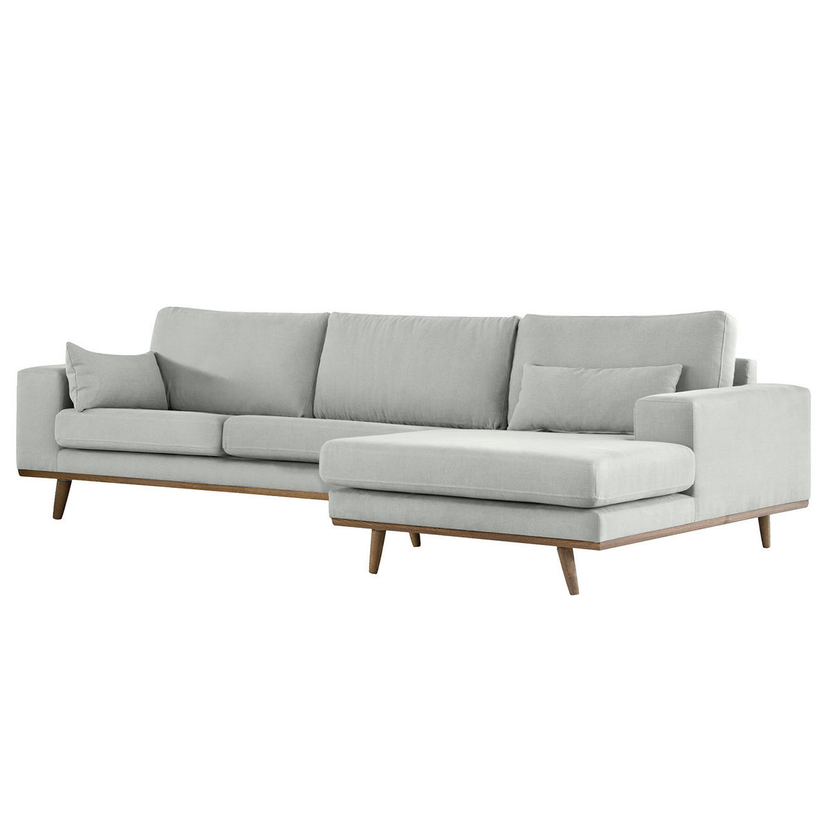 ECKSOFA mit Longchair - Eichefarben/Grau, Naturmaterialien/Eichenholz (281/153cm) - home24