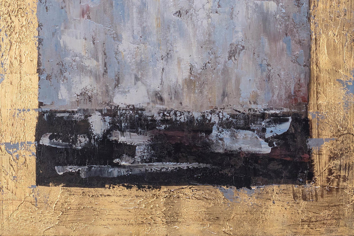 ACRYLBILD HANDGEMALT 60/90 cm - Schwarz/Grau, Textil (60/90cm) - KUNSTLOFT