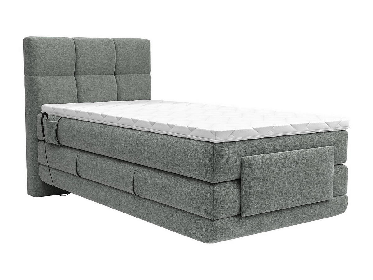 BOXSPRINGBETT - 1 Person - stoff - hellgrau Lodi - Hellgrau, Textil (100/200cm) - Vente-Unique