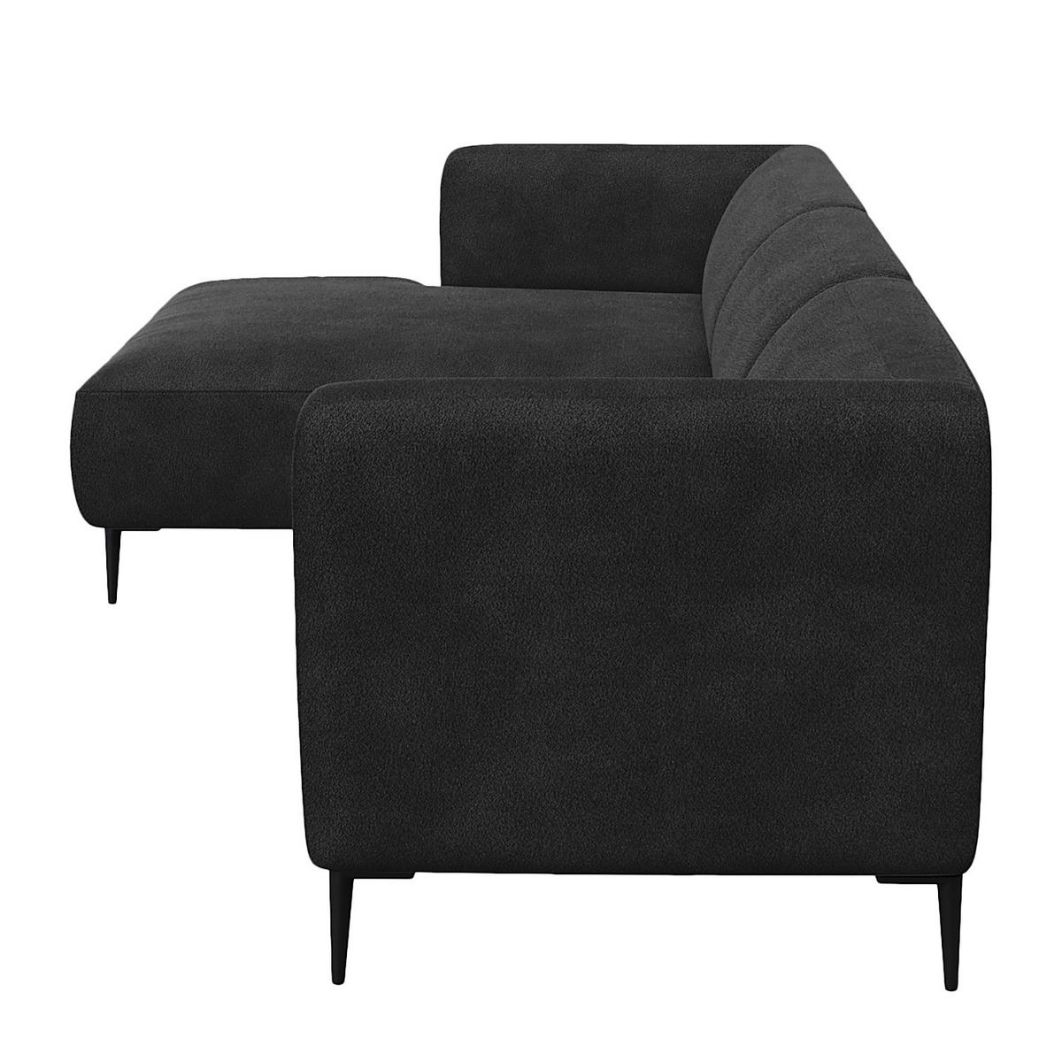 2,5-SITZER ECKSOFA mit Longchair - Anthrazit/Schwarz, Textil/Metall (271/148cm) - home24