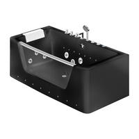 WHIRLPOOL-BADEWANNE halb freistehend mit LED-Beleuchtung - Schwarz - DYONA - Schwarz, Glas (170/58/85cm) - Vente-Unique