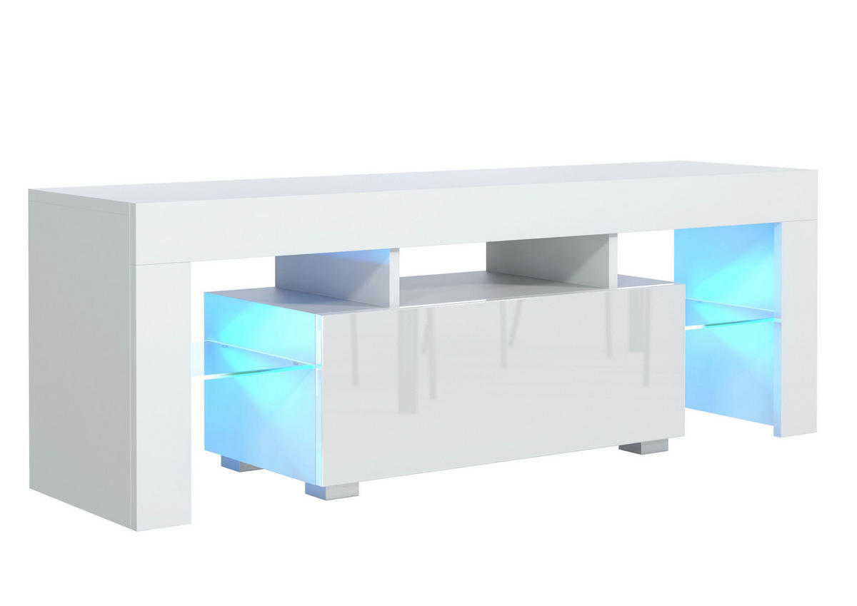 LOWBOARD CRISTALLO 130,2/48,5/35 cm, Weiß - Weiß, Holzwerkstoff (130.2/48.5/35cm) - MASSENO