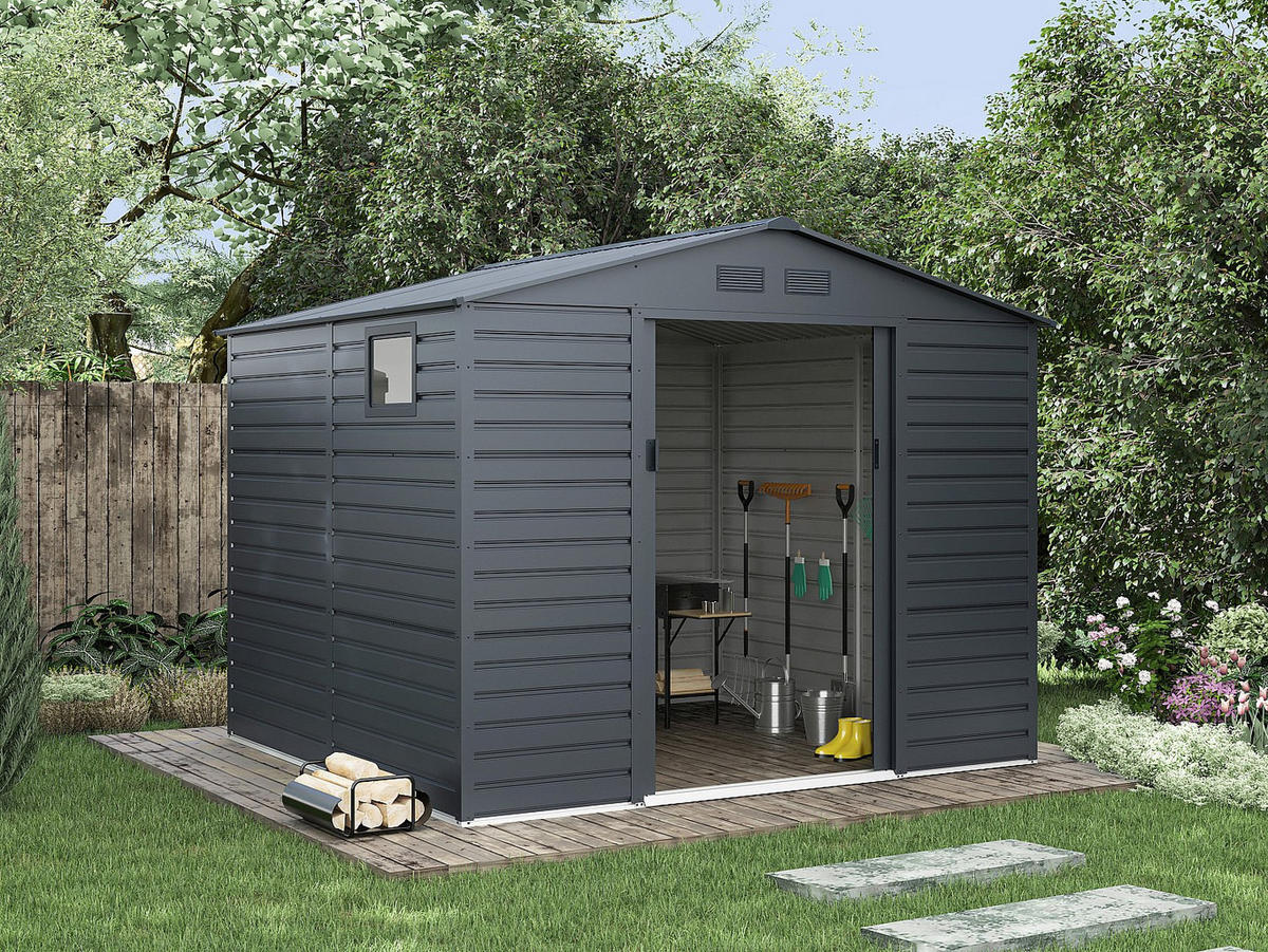 SCHREBERGARTENHAUS - 267 cm x 245 cm - metall - anthrazitgrau Adelmo - Anthrazit, Metall (267/221/245cm) - Vente-Unique