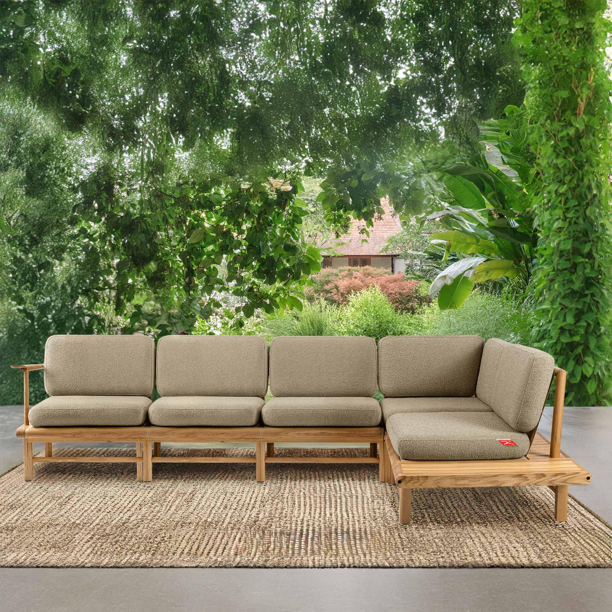 LOUNGESOFA ATREDA rechts - Beige, Holz/Textil (300/80/175cm) - KONSIMO®