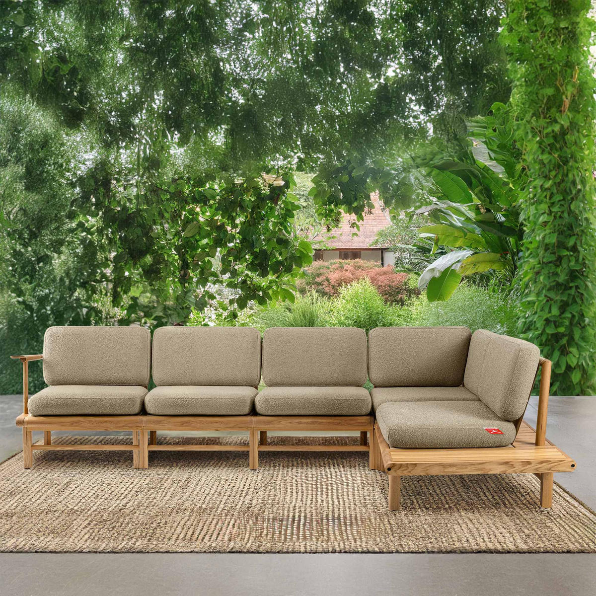 LOUNGESOFA ATREDA rechts - Beige, Holz/Textil (300/80/175cm) - KONSIMO®