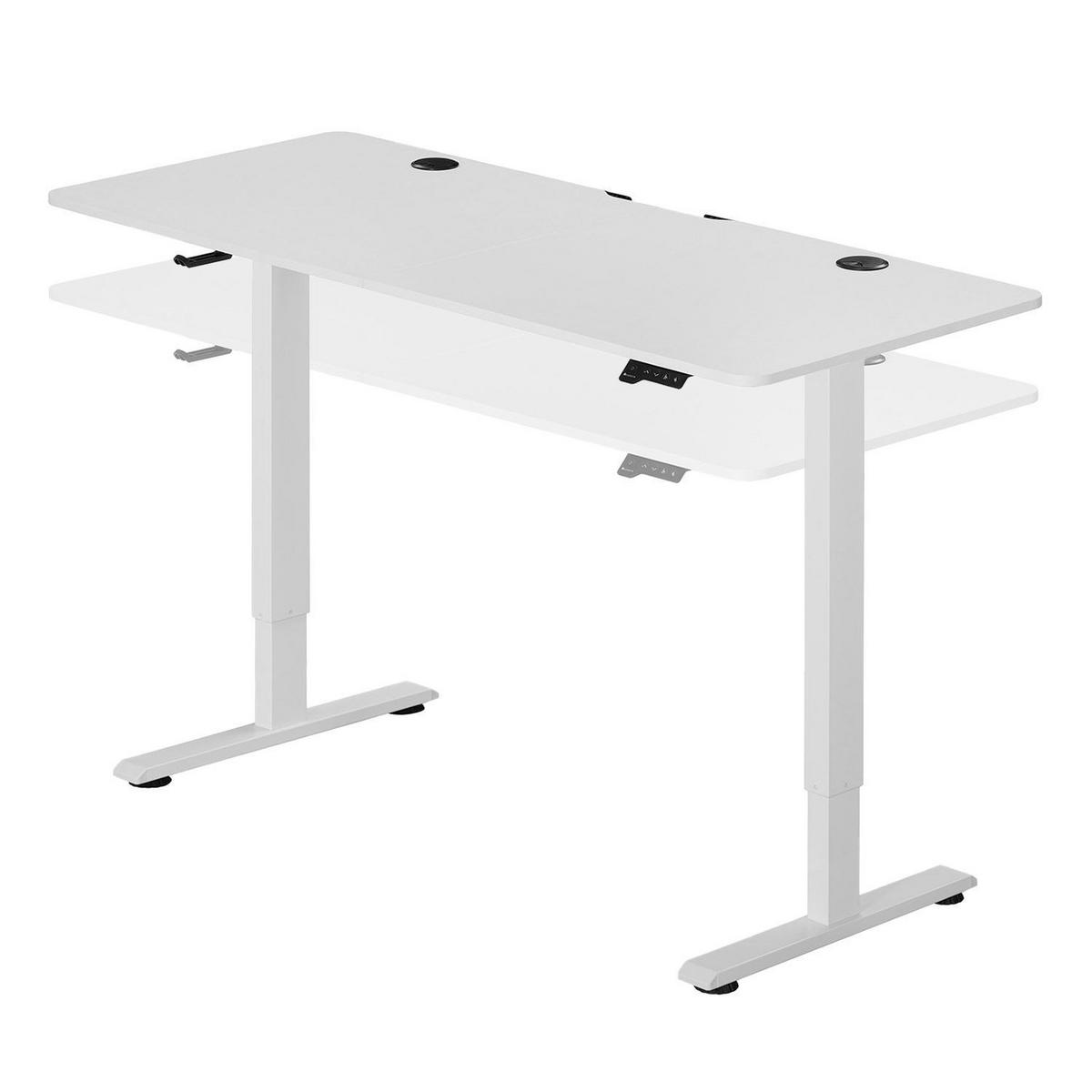 SCHREIBTISCH Office Stand weiß 120x60 cm höhenverstellbar - Weiß, Holz (60/120/117cm) - Juskys