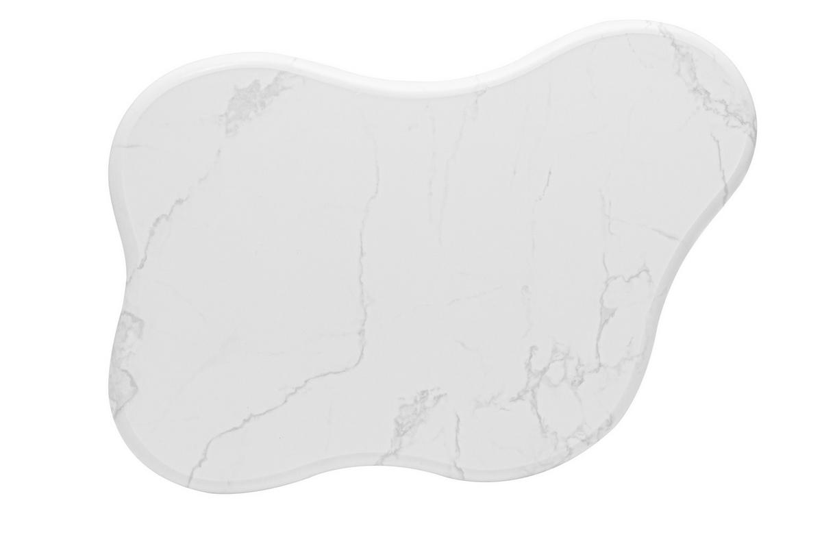 COUCHTISCH 90/62/40 cm weiß aus Holzwerkstoff in Marmoroptik mit wolkenförmiger Tischplatte - Weiß, Holzwerkstoff (90.8/62.5/40cm) - OKWISH