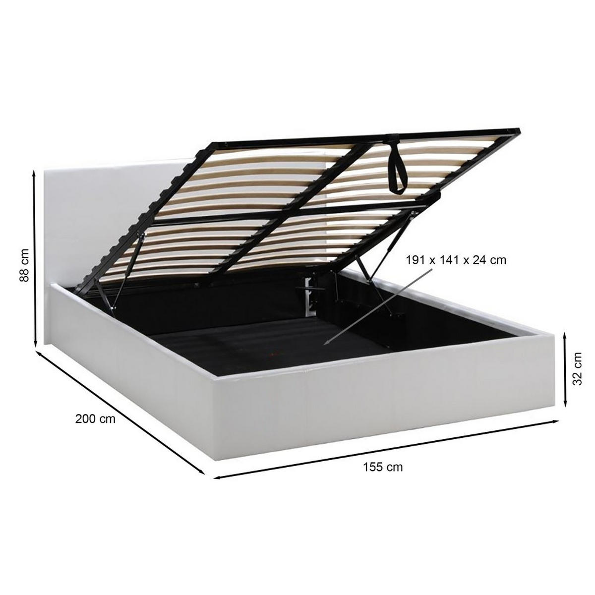 BETT BARCELONA 140x190 - Weiß - Weiß, Holzwerkstoff (140/190cm) - Weber Industries