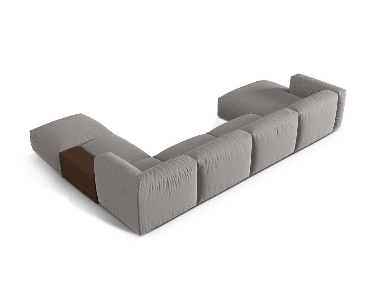 PANORAMASOFA modular rechts Martina aus strukturiertem Stoff hellgrau 5 Sitzplätze - Hellgrau, Textil (406/75/280cm) - Micadoni