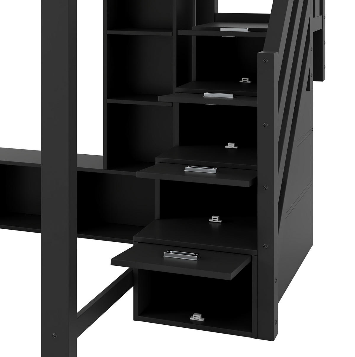 HOCHBETT 140/200 cm, Schwarz mit Schreibtisch und LED-Beleuchtung - Schwarz, Holzwerkstoff (140/200cm) - MIVRAY