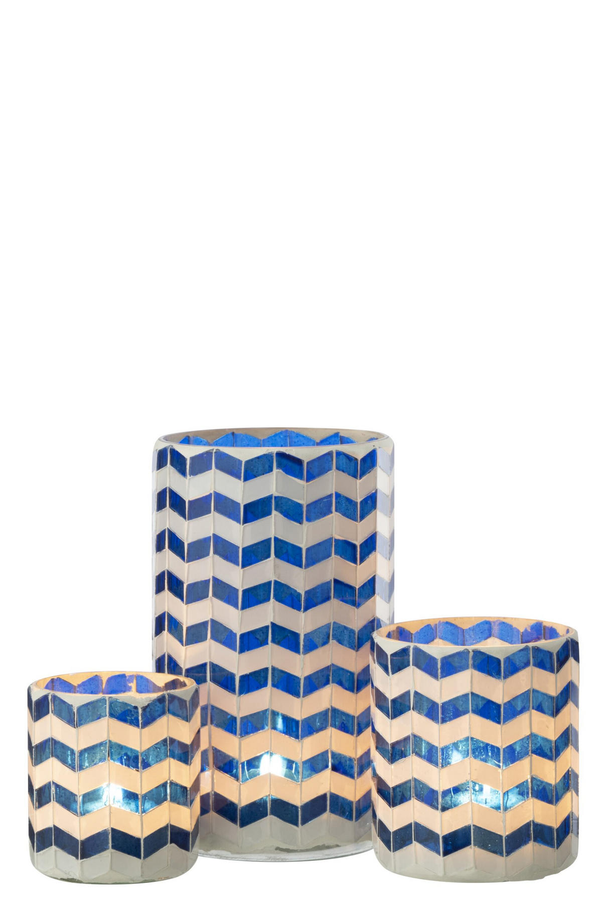KERZENSTÄNDER BW - Blau, Glas (10/18cm) - J-Line
