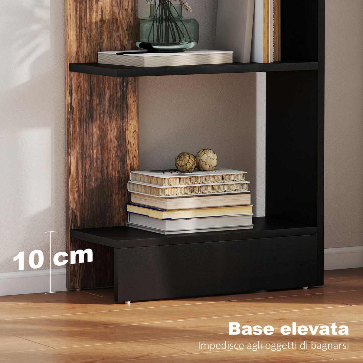 BÜCHERREGAL,5-STÖCKIG 45x21x170cm,braun-schwarz - Braun, Holzwerkstoff (45/170/21cm) - Vallsero