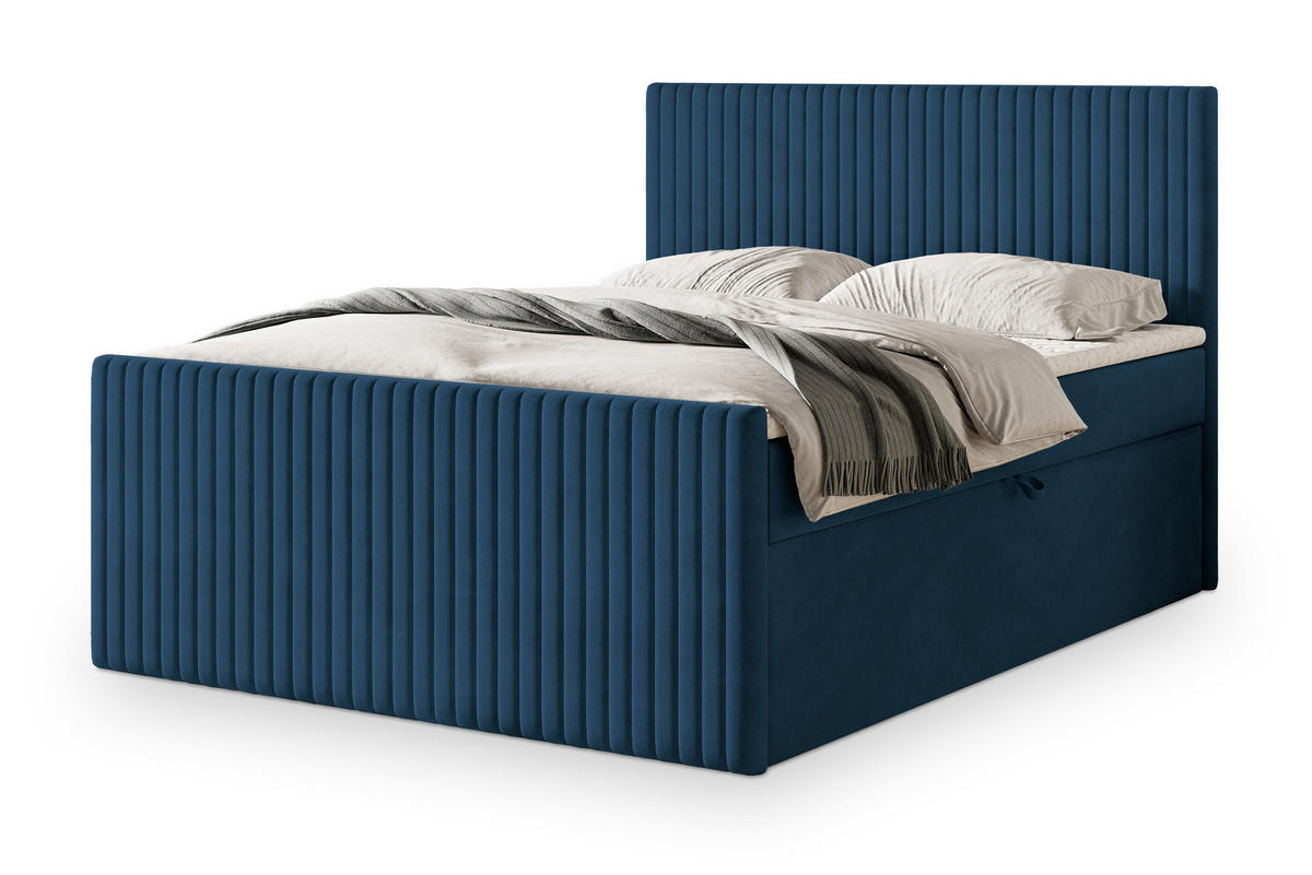 POSTEL BOXSPRING TERVAN 160x200 cm, s matrací a úložným prostorem, modrá - modrá, kompozitní dřevo/textil (160/200cm) - MASSENO