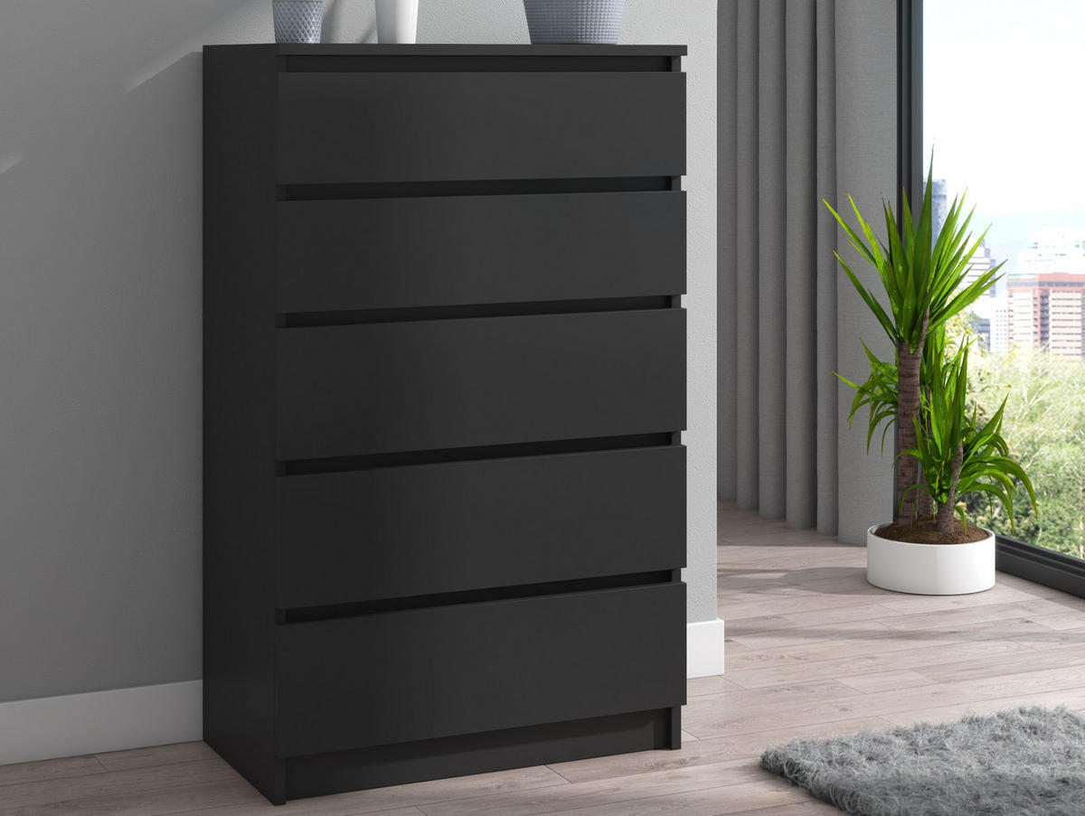 KOMMODE bella5 - Schwarz, Holzwerkstoff (70/121/35cm) - roe furniture