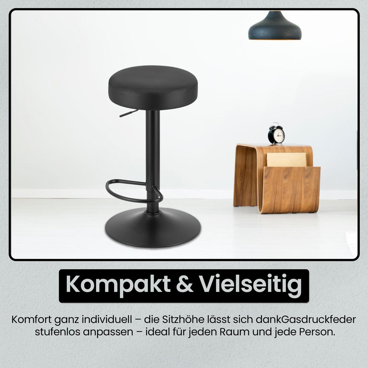BARHOCKER - Schwarz, Drehbar Und Höhenverstellbar, Rutschfeste Basis, Modernes Design Für Küche Und Wohnzimmer - Schwarz, Textil (38/84/38cm) - Best For Home