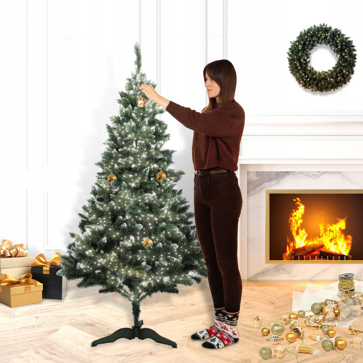 KADAX Künstlicher Weihnachtsbaum Diamanttanne 180 cm dick - Grün, Kunststoff (180cm) - KADAX