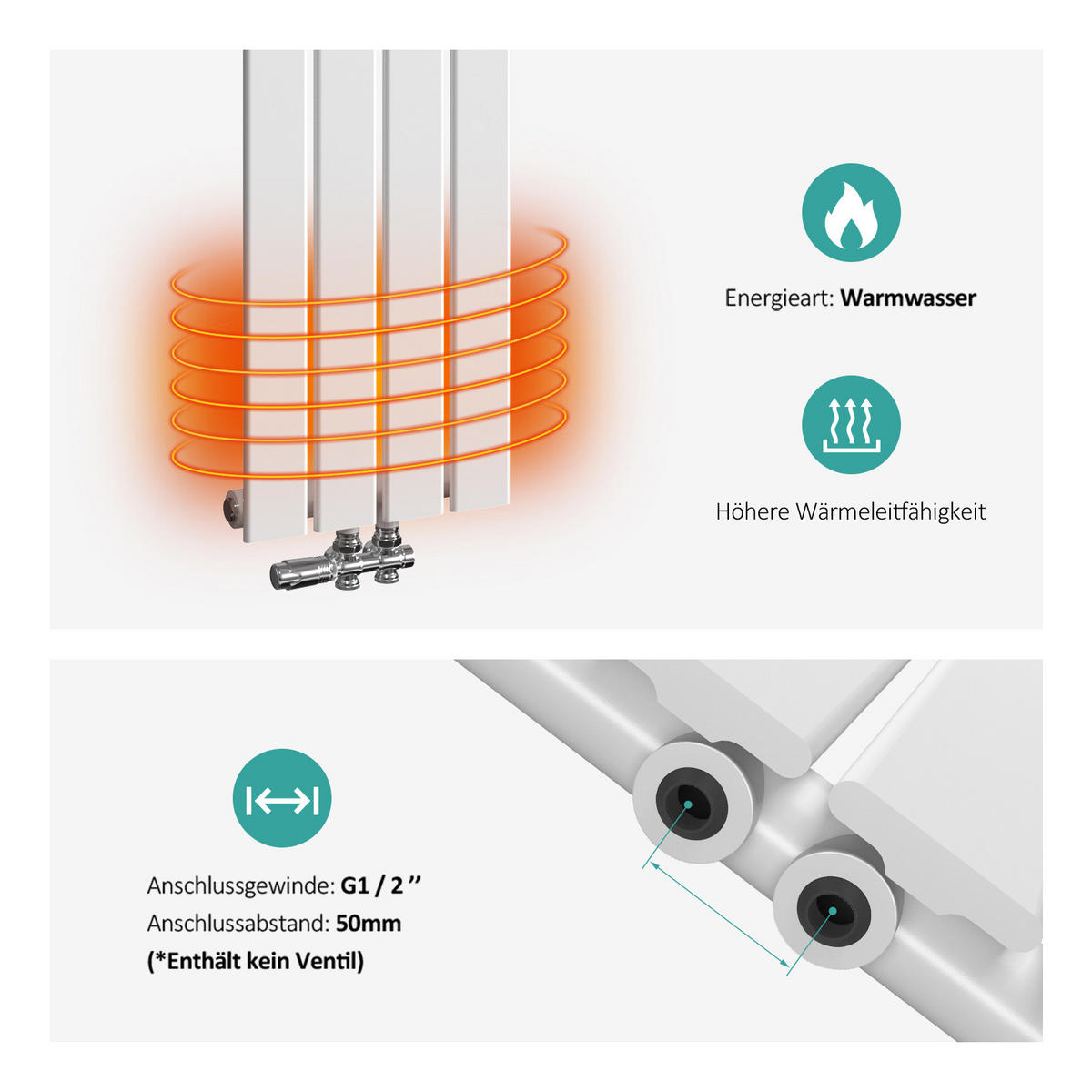 HEIZKÖRPER Flachheizkörper Weiß 60/30/3,9 cm - Weiß, Metall (30/60/3.9cm) - EMKE
