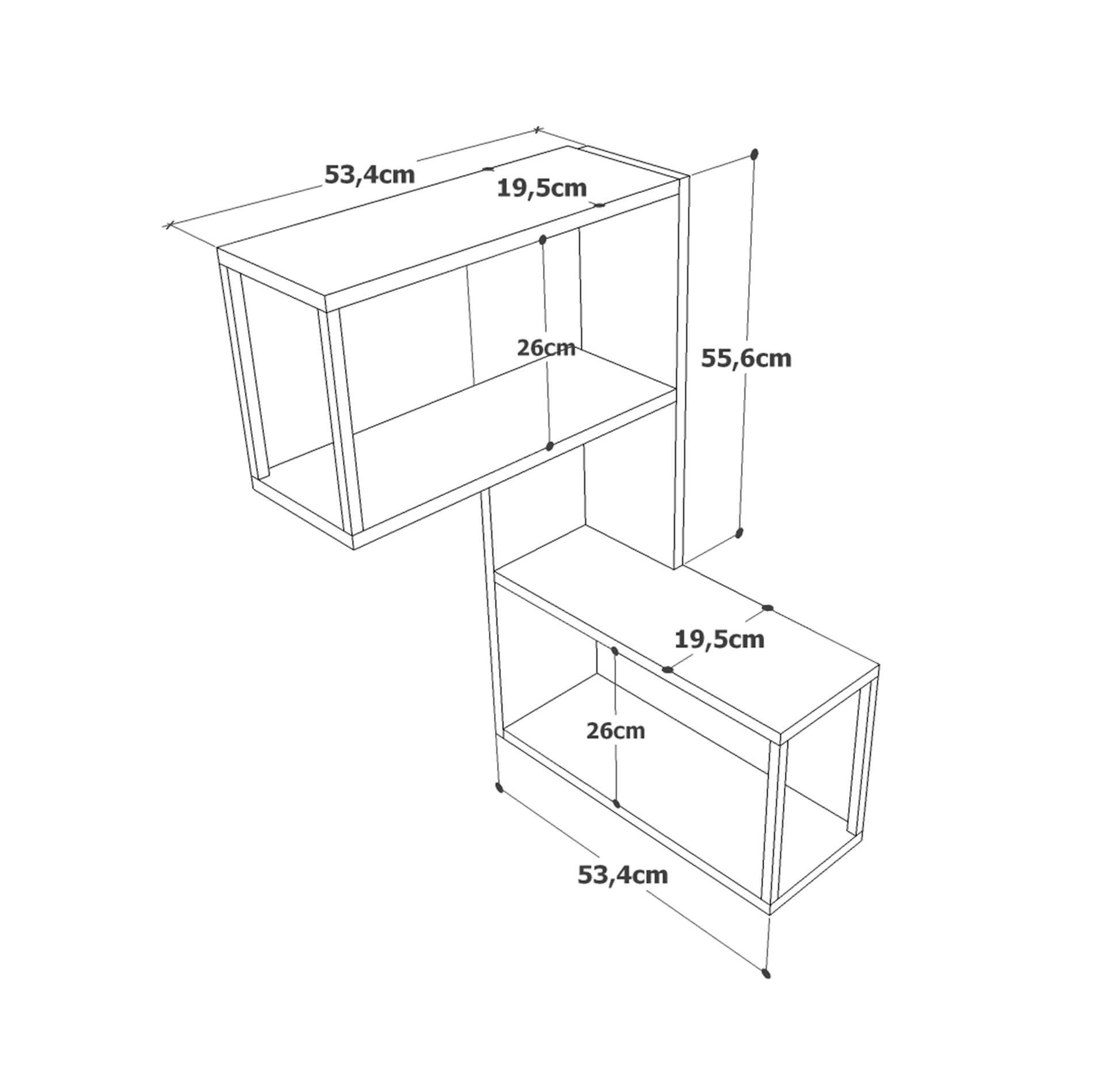 WANDREGAL 53,5/19,5/85 cm - Braun, Holz (53.5/85/19.5cm) - Mobili Rebecca