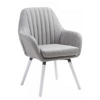 ARMLEHNENSTUHL Stoff grau - Weiß/Grau, Holz/Textil (67/93/58cm) - CLP