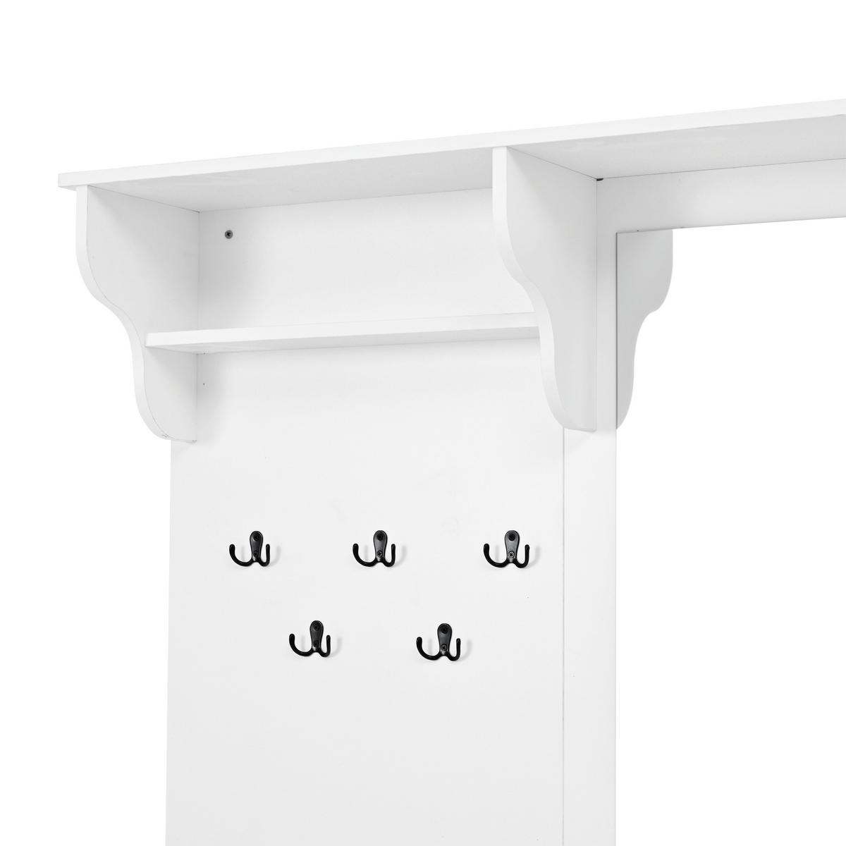 GARDEROBE 100cm Spiegel 5 Haken 2 Schränke Regal Schuhschrank Weiß - Weiß, Holzwerkstoff (40/180/100cm) - FLIEKS
