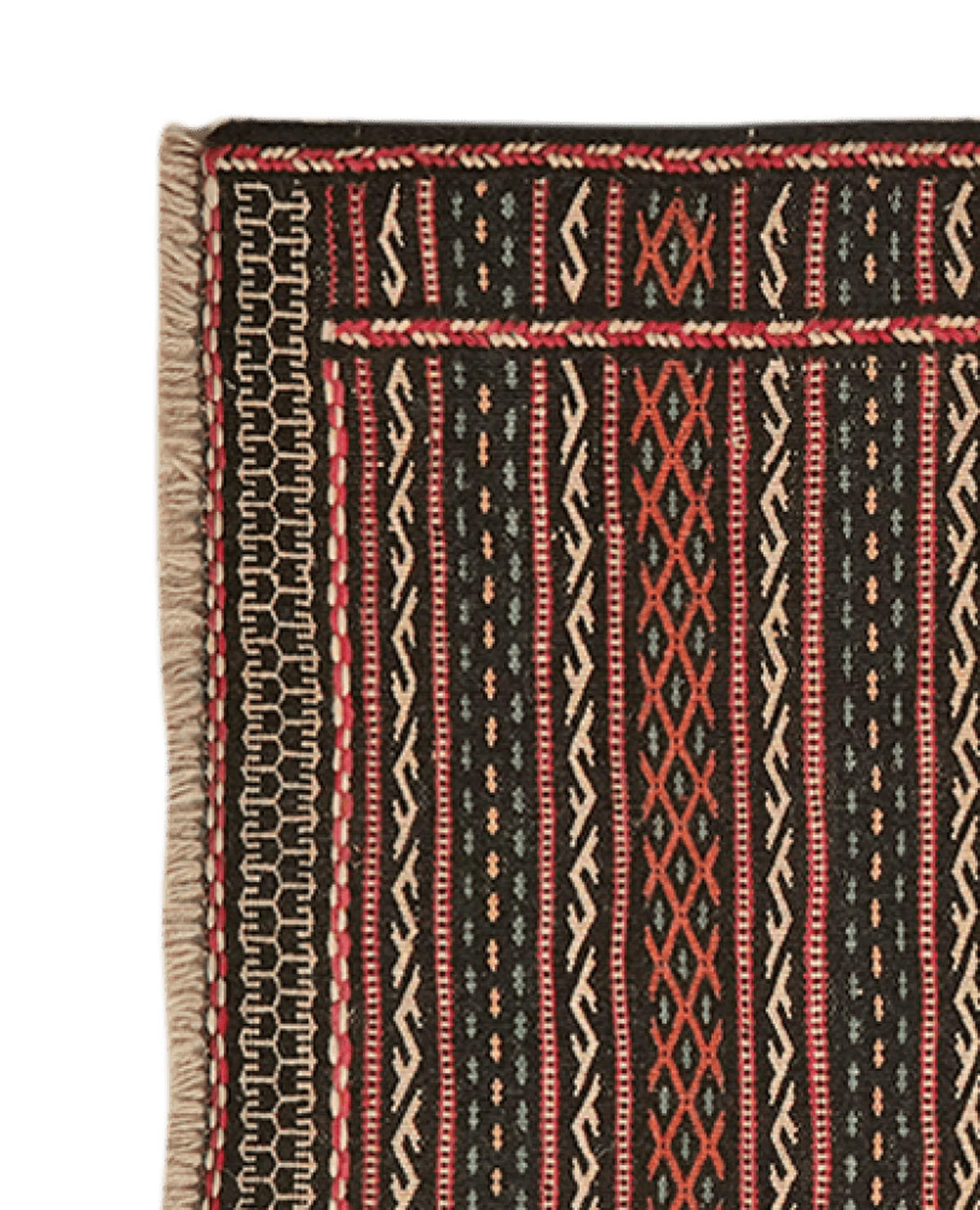KELIM-TEPPICH handgewebt Kordi Schwarz 93/61 cm Schurwolle - Schwarz, Textil (61/93cm) - Looma