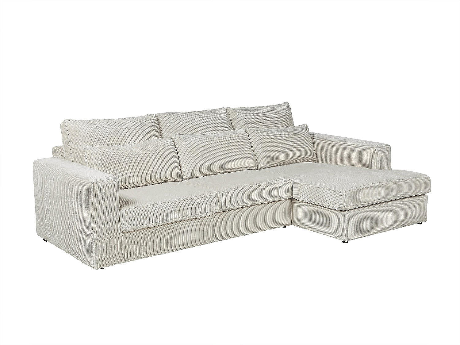 RECHTES Ecksofa aus beigefarbenem Cord – MONDOVI - Beige, Textil (271/167cm) - Vente-Unique