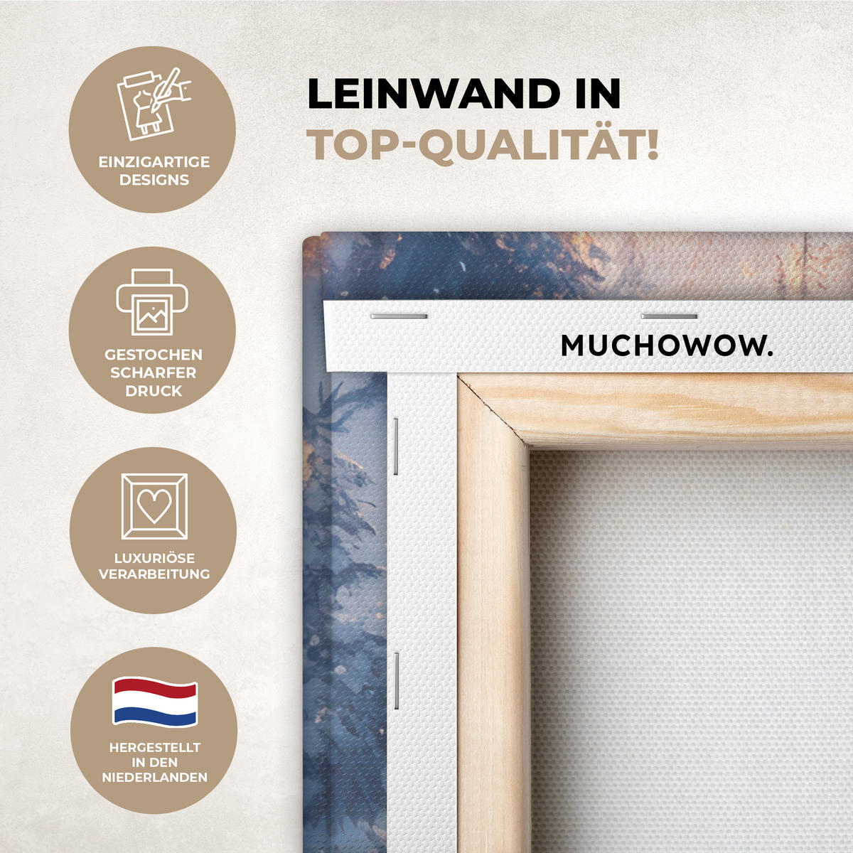 LEINWANDBILD Weihnachtszug - Schnee - Winter - Weihnachten Wandbild Wohnzimmer 50x50 cm - Dunkelrot, Textil (50/50cm) - MuchoWow