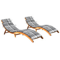 SONNENLIEGEN 2 Stk. mit Auflagen Massivholz Akazie - Braun, Holz (55/64/184cm) - furnicato