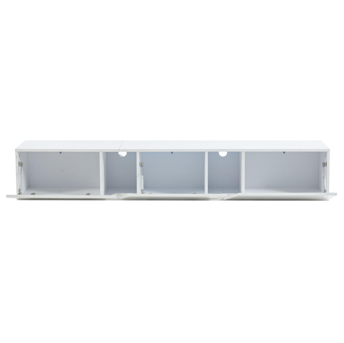 LOWBOARD Wand-TV-Schrank 180/35/30 cm aus Spanplatte mit LED-Beleuchtung und Hochglanzfront Weiß - Weiß, Holzwerkstoff (180/30/35cm) - Modenvie