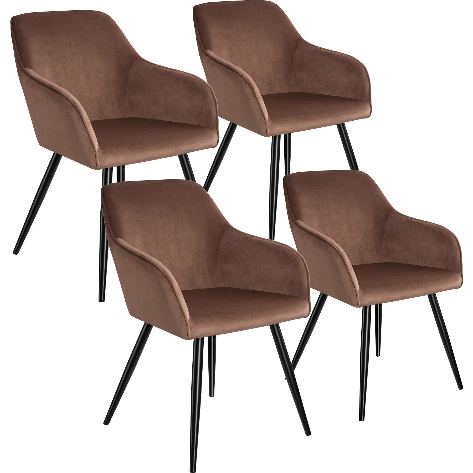 ESSZIMMERSTUHL 4er Set Marilyn,58 x 62 x 82 cm,braun/schwarz - Schwarz/Braun, Textil (58/82/62cm) - tectake