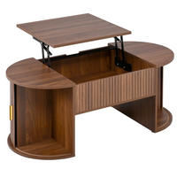 COUCHTISCH 100/50/40,5 cm höhenverstellbar mit Schiebetüren in Nussbaum - Nussbaumfarben, Holzwerkstoff (100/50/40.5cm) - Flora Grace
