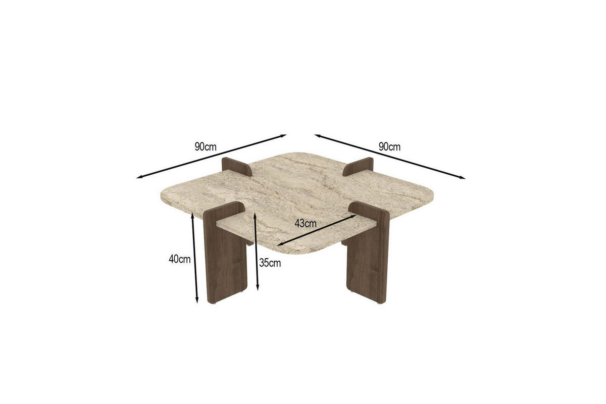 COUCHTISCH poalla beige - Beige, Holz (90/90/35cm) - Habitat Garten