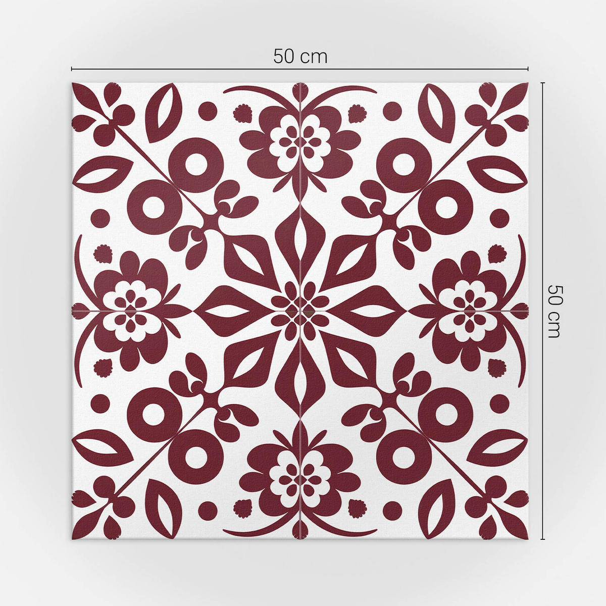 WANDPANEEL 4x 50x50 cm selbstklebend Rosaria - Bordeaux, Kunststoff (50/1.6/50cm) - Wallfluent