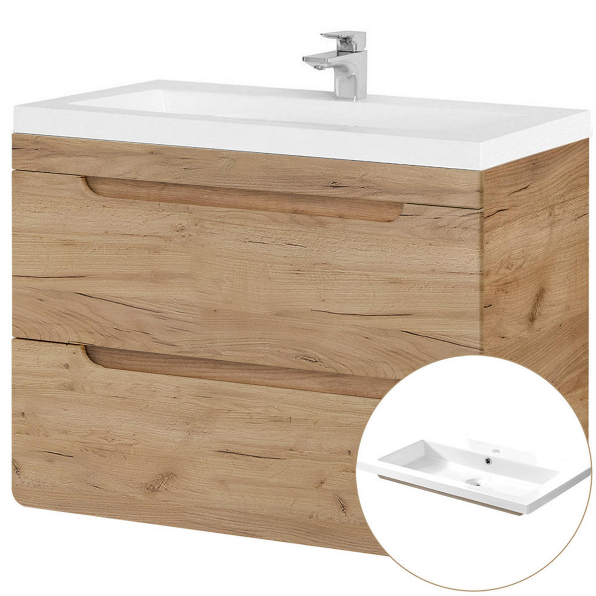 BADMÖBEL-SET 4-TLG. Luton-56 - Braun, Holzwerkstoff (130/200/46cm) - Lomado