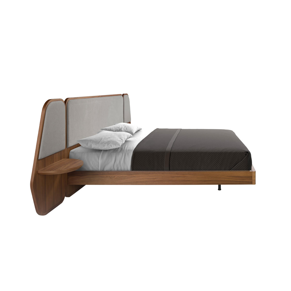 BETT Rechteckig Grau Walnuss 276/209/110 - Walnussfarben, Holz (180/200cm) - ANGEL CERDA