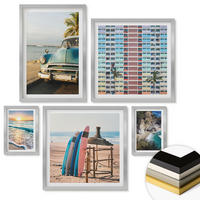 WANDBILDER 5er Set - 50x50 cm & 20x30 cm & 40x60 cm Silberner Rahmen - Sonnenuntergang in Miami - Silberfarben, Kunststoff (40/60cm) - ArtPrintCave