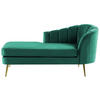 CHAISELONGUE Samtstoff smaragdgrün rechtsseitig Allier - Goldfarben/Grün, Textil (150/75/76cm) - Beliani