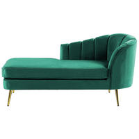 CHAISELONGUE Samtstoff smaragdgrün rechtsseitig Allier - Goldfarben/Grün, Textil (150/75/76cm) - Beliani