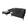 ECKSOFA NELSON Schwarz Leder Relaxfunktion - Schwarz, Leder/Metall (321/216cm) - KAWOLA
