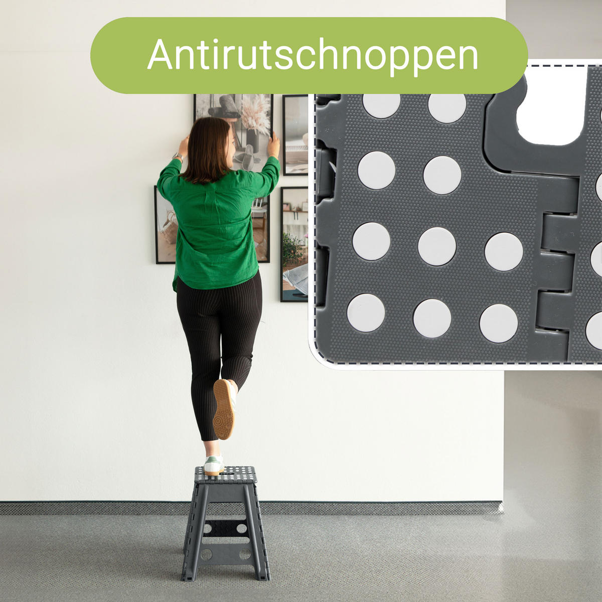 KLAPPHOCKER, 29x22x45 cm, 100% Kunststoff, Grau - Anthrazit, Kunststoff (29/45/22cm) - Zollner