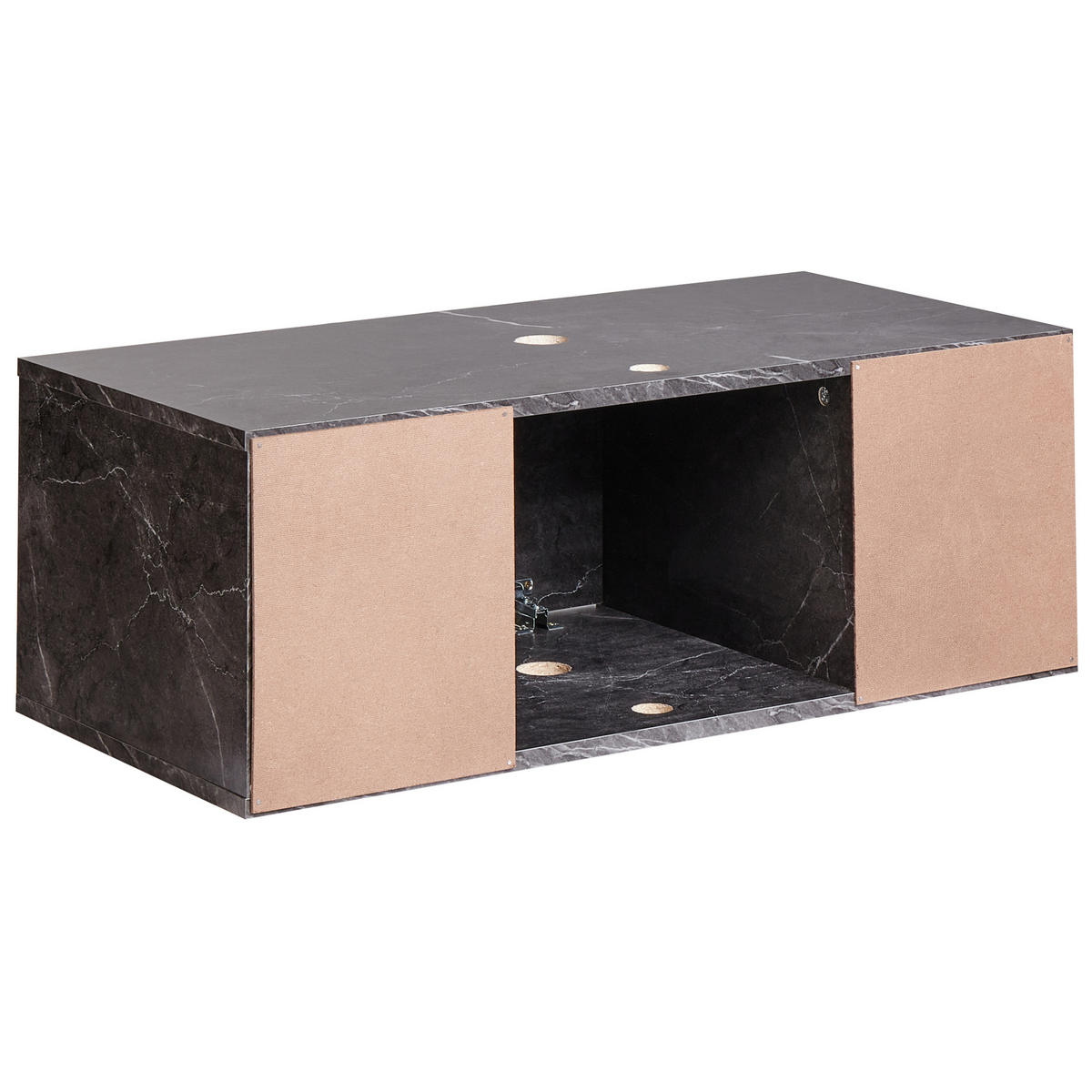 DULAP SUB LAVOAR montat pe perete 80 cm negru marmură Cascavel - negru, compozit lemnos (80/28/40cm) - Beliani