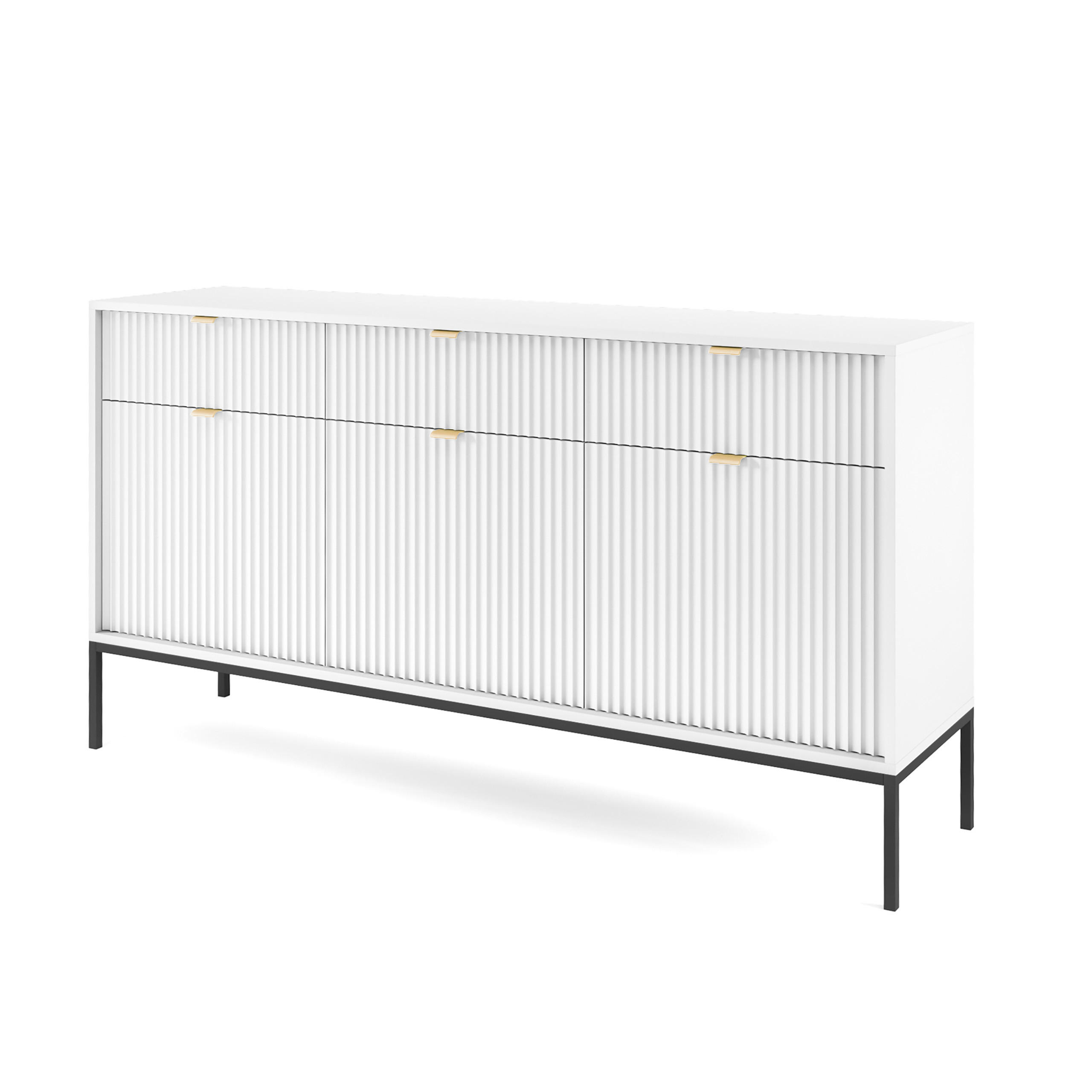 SIDEBOARD STELLARE 154/83/39 cm mit 3 Schubladen 3 Türen Weiß - Weiß, Holzwerkstoff (154/83/39cm) - MASSENO