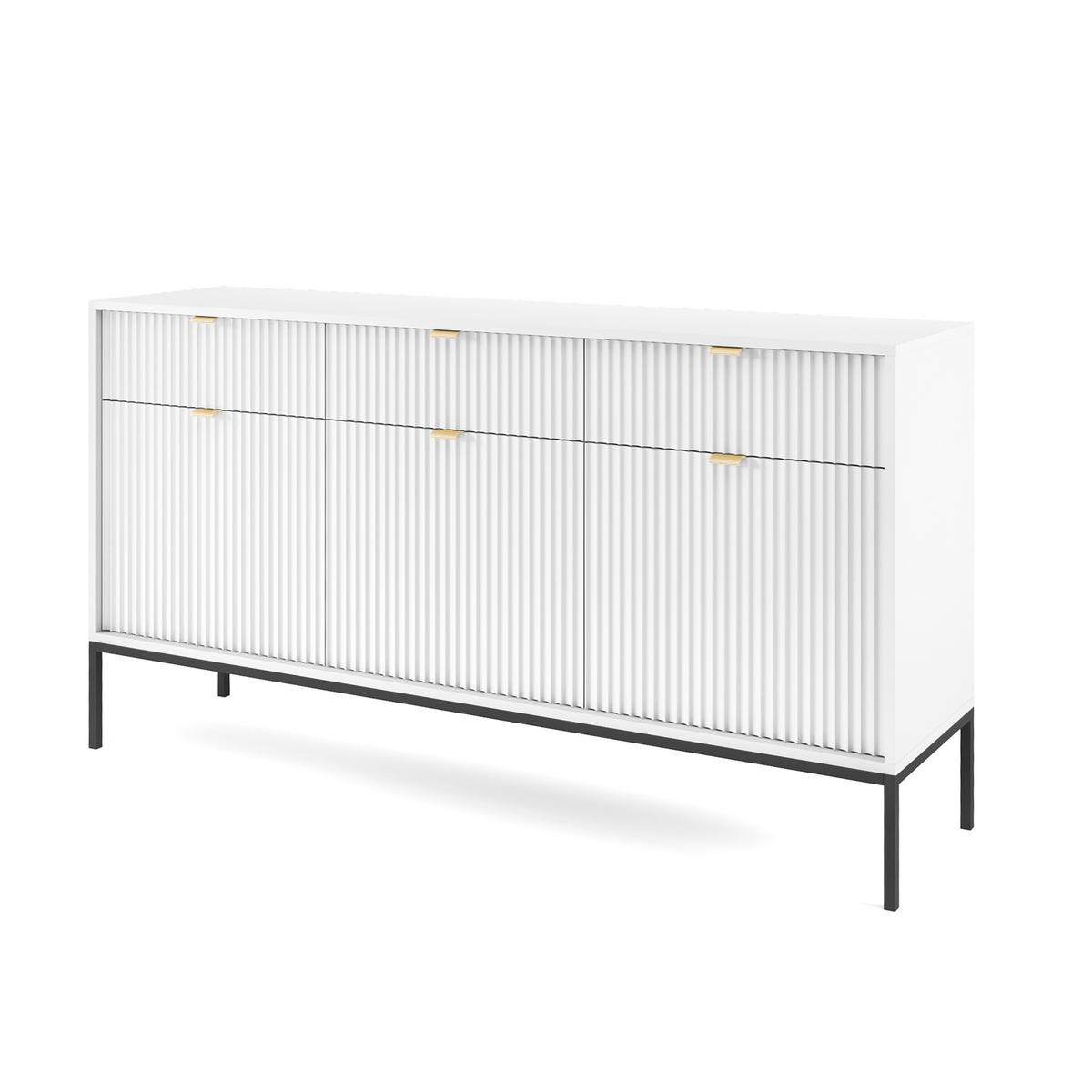 SIDEBOARD STELLARE 154/83/39 cm mit 3 Schubladen 3 Türen Weiß - Weiß, Holzwerkstoff (154/83/39cm) - MASSENO