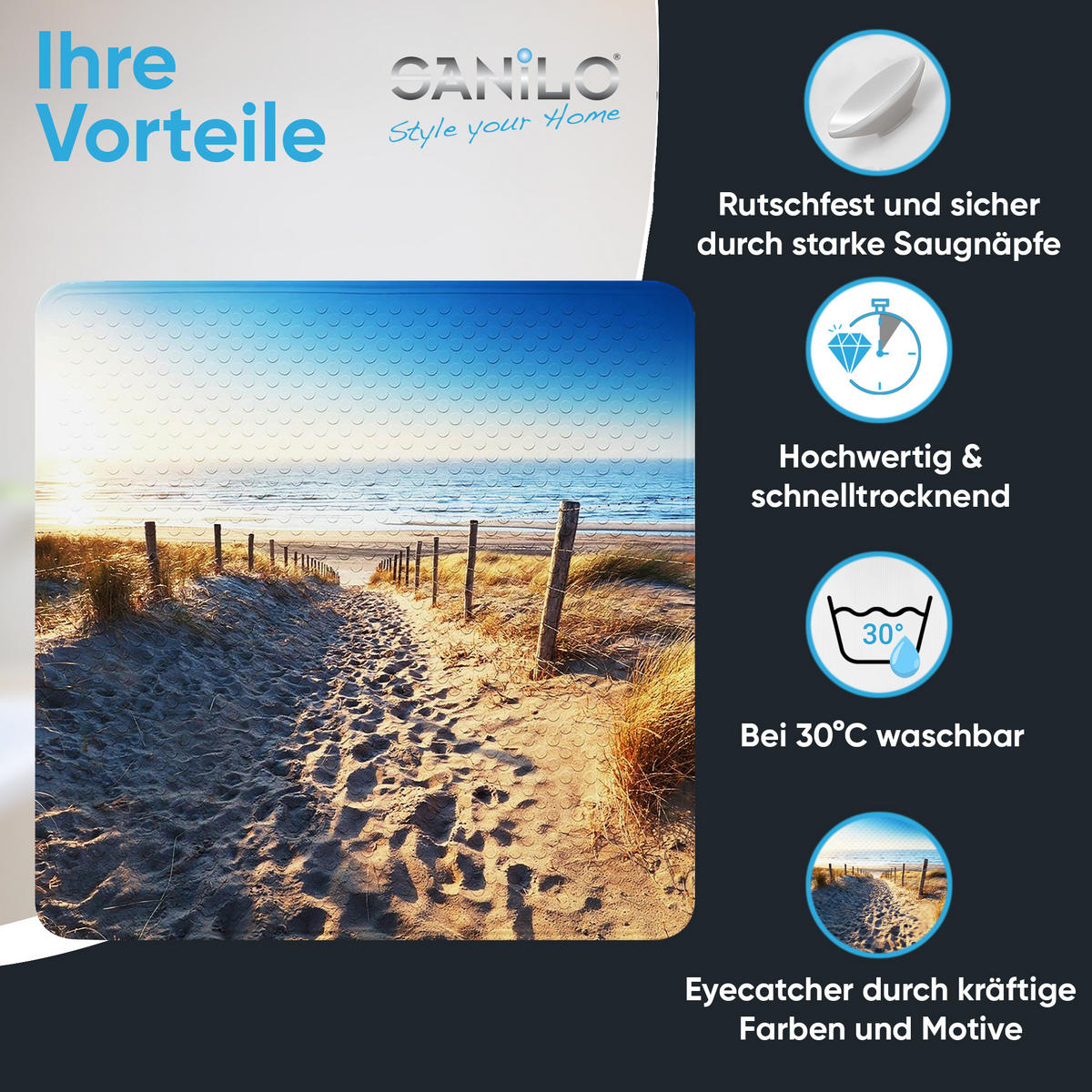 BADEMATTE Düne - Beige, Kunststoff (53/53cm) - Sanilo