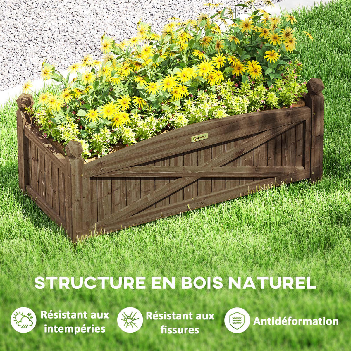 HOCHBEET DE-12206 90/39/37 cm mit Drainage Dunkelbraun - Braun, Holz (90/37/39cm) - ComfortXL